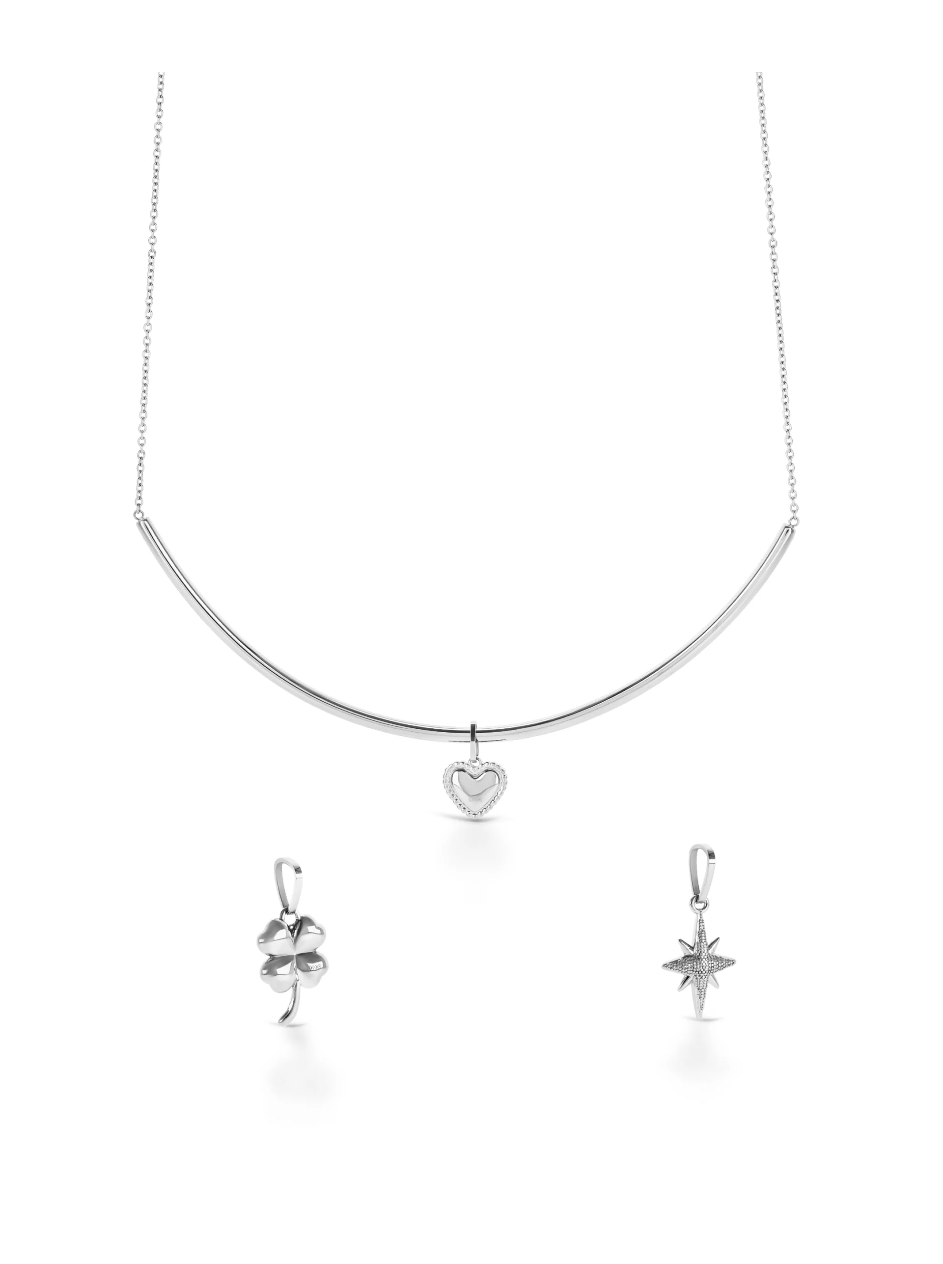 Set Colar & Charmes One Trinity Silver