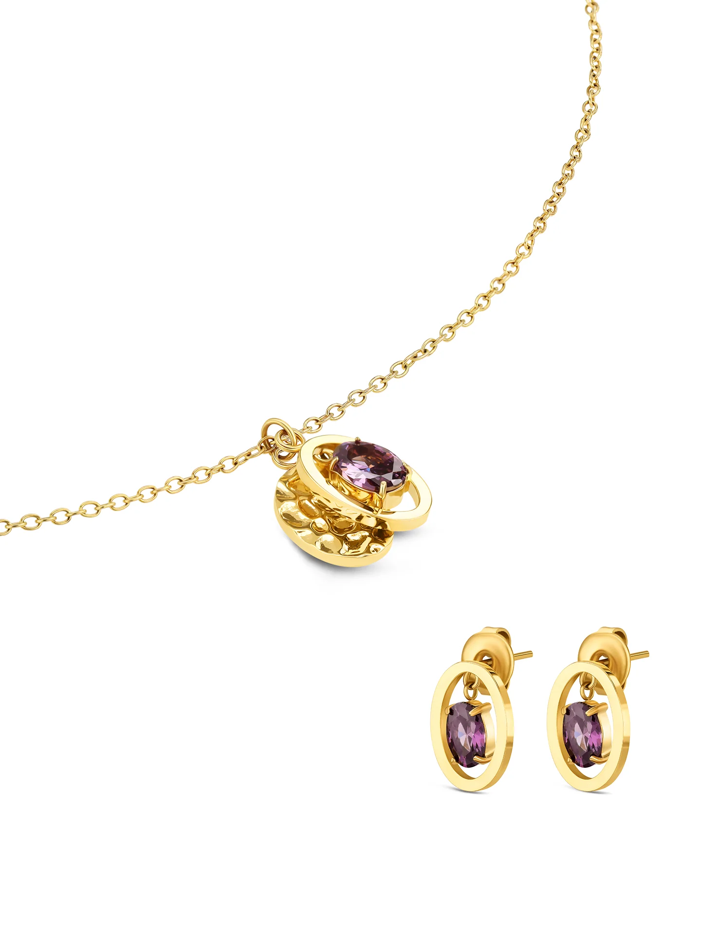 Set Colar & Brincos One Birthstone Fevereiro