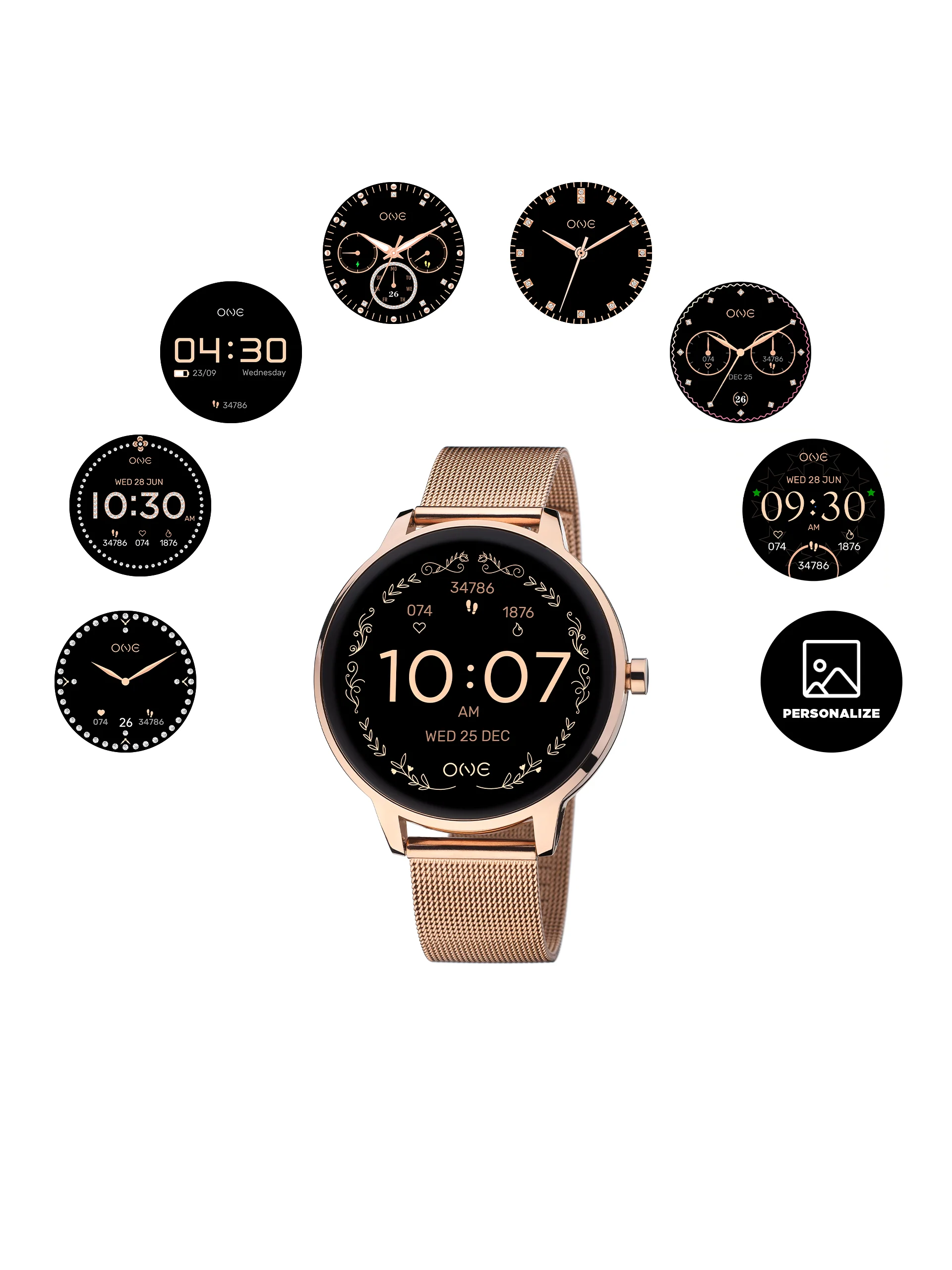 Smartwatch One QueenCall Rosegold Mesh - Image 3
