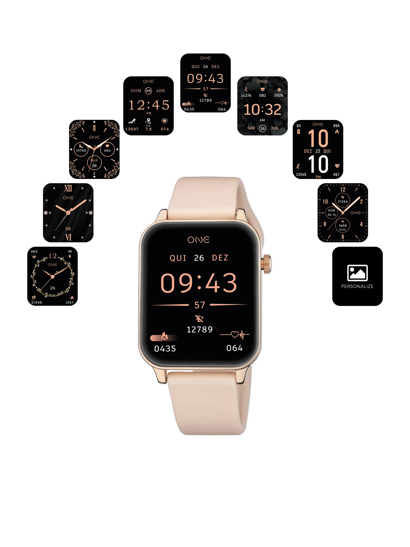 Smartwatch One Frame Rosegold Silicone - Image 3