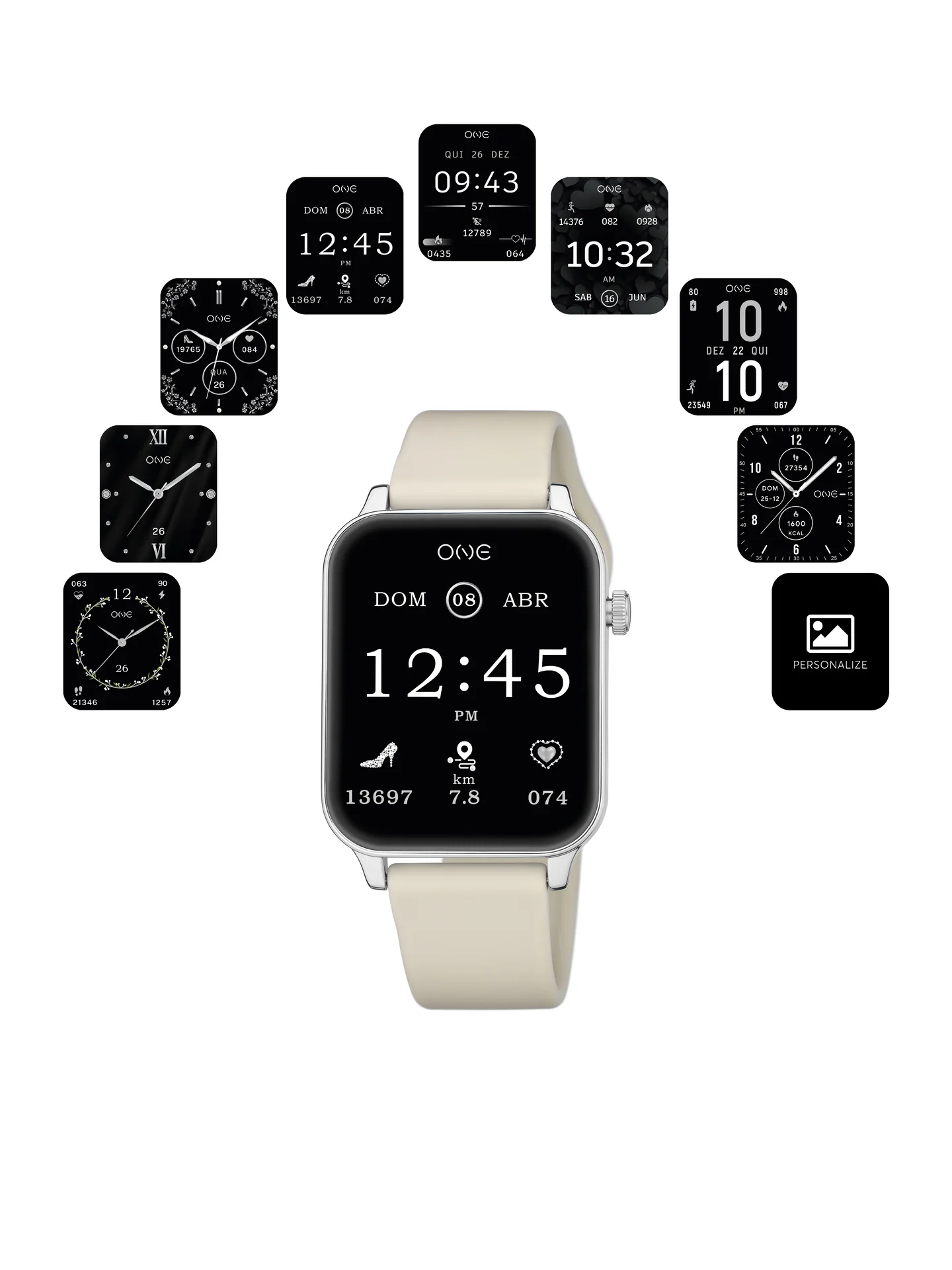 Smartwatch One Frame Beige Silicone - Image 4